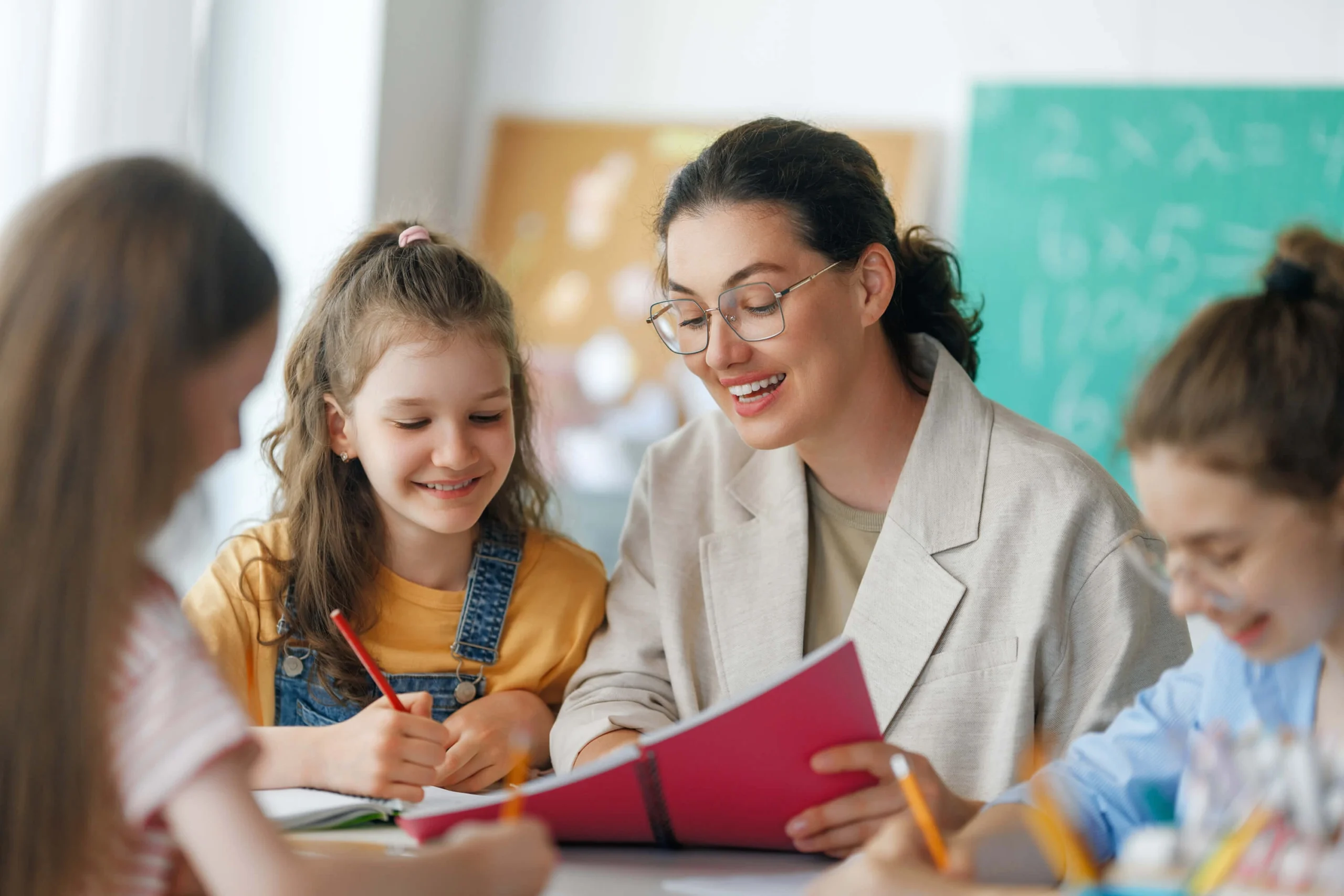 Woman working with children